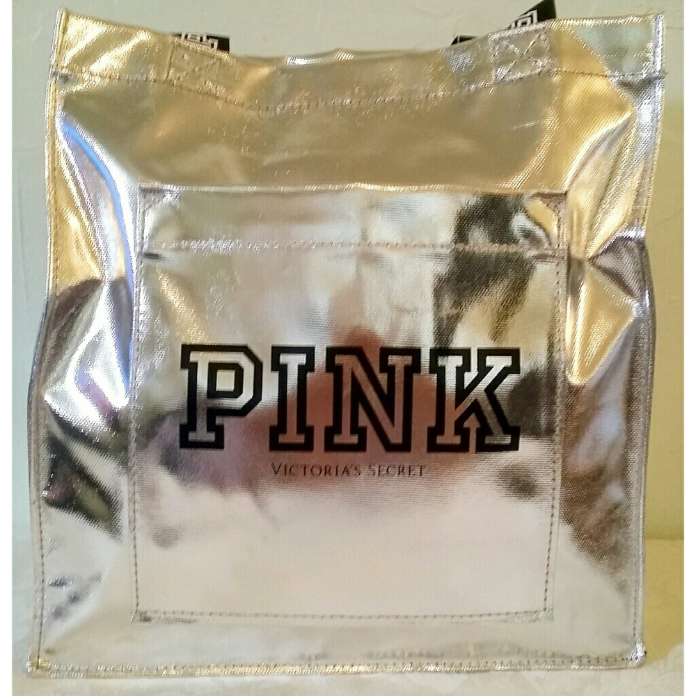 Pink  Victoria's Secret Tote. Silver NWT - Picture 3 of 5